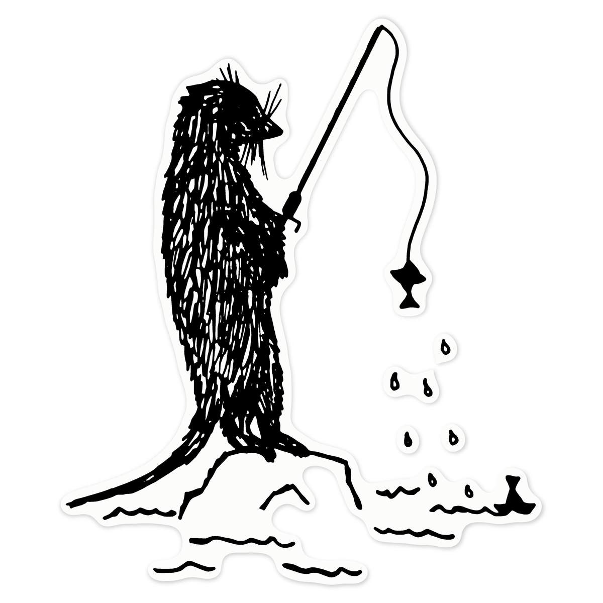 'Fishing Ferret' Clear Premium Vinyl Decal Stickers – Waterproof, Durable & Easy to Apply - For Car Bumpers, Windows, Bins & More - Large (210mm) (DC00098747)