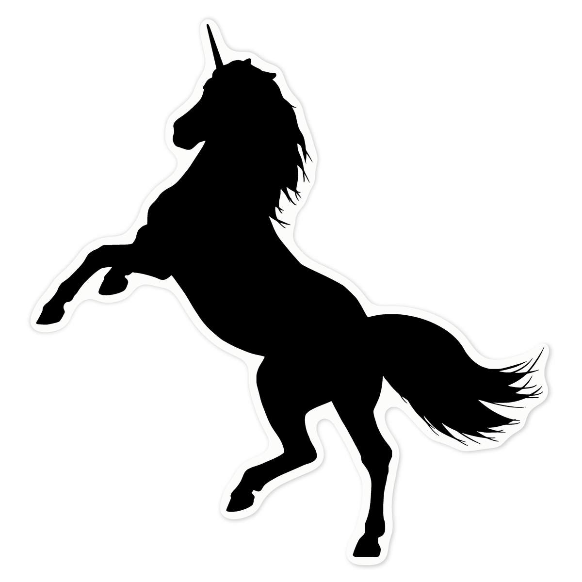 'Rearing Unicorn Silhouette' Clear Premium Vinyl Decal Stickers – Waterproof, Durable & Easy to Apply - For Car Bumpers, Windows, Bins & More - Large (210mm) (DC00117530)