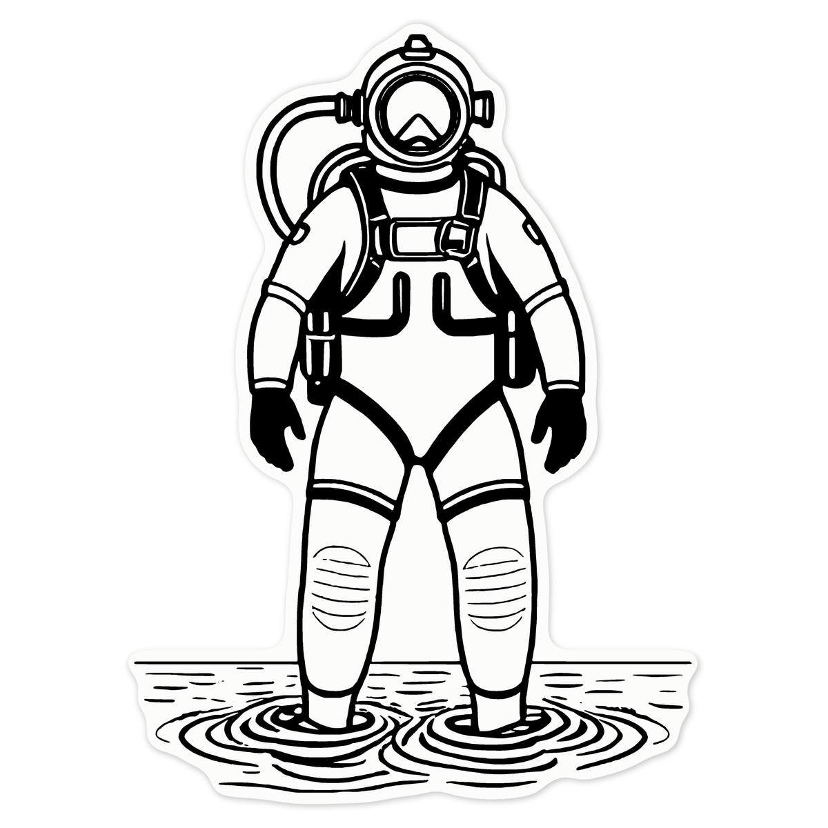 'Deep Sea Diver' Clear Premium Vinyl Decal Stickers – Waterproof, Durable & Easy to Apply - For Car Bumpers, Windows, Bins & More - Large (210mm) (DC00126002)