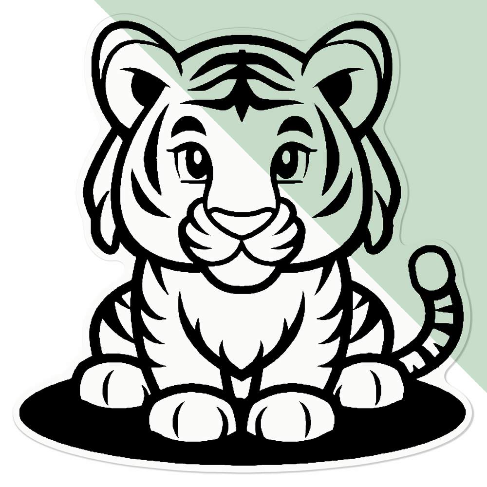 'Cute Tiger Sitting' Clear Sticker Decals (DC045855) - Picture 19 of 30