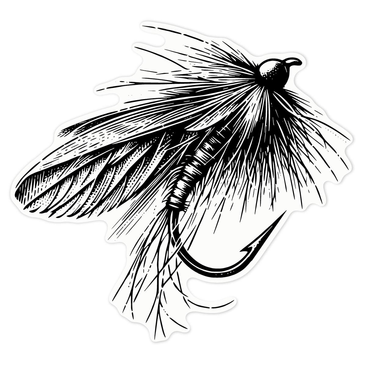 'Fishing Fly' Clear Premium Vinyl Decal Stickers – Waterproof, Durable & Easy to Apply - For Car Bumpers, Windows, Bins & More - Large (210mm) (DC00131274)