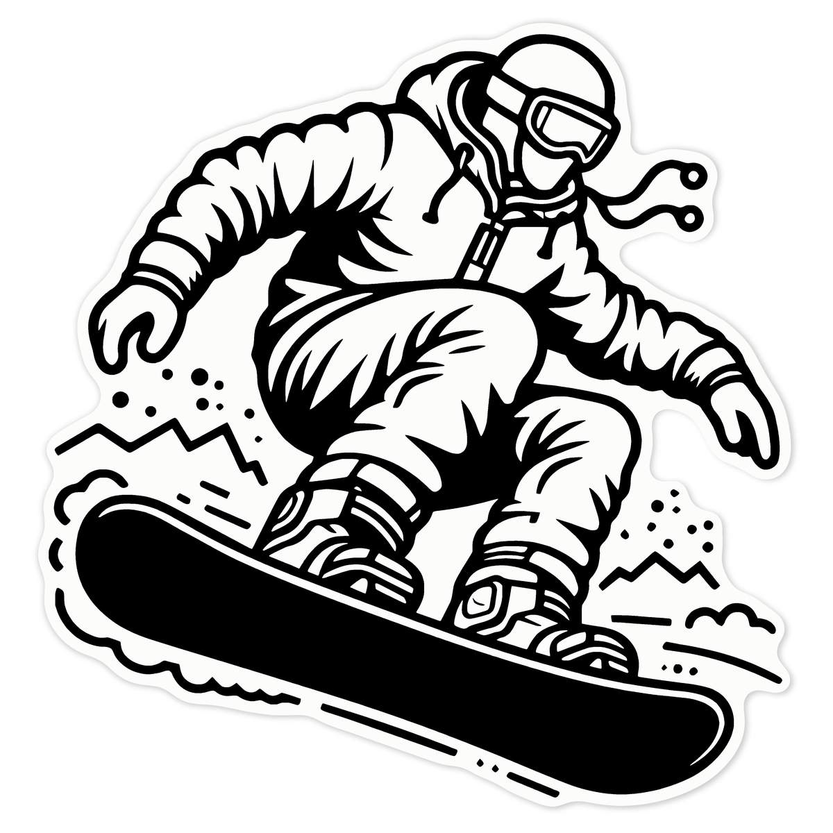 'Cool Snowboarder' Clear Premium Vinyl Decal Stickers – Waterproof, Durable & Easy to Apply - For Car Bumpers, Windows, Bins & More - Large (210mm) (DC00131574)