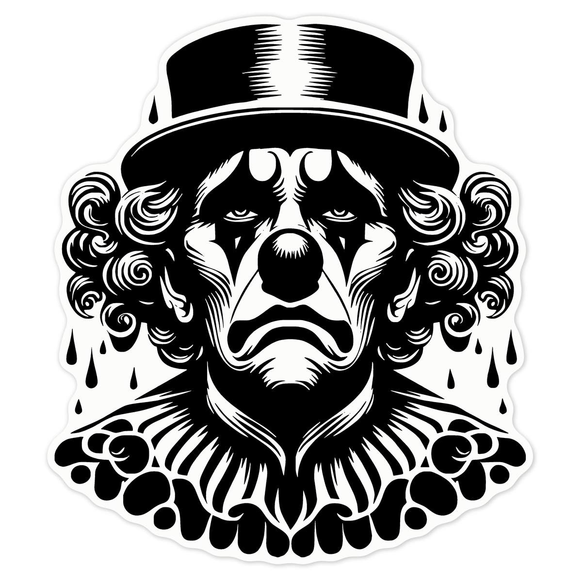 'Circus Clown In The Rain' Clear Premium Vinyl Decal Stickers – Waterproof, Durable & Easy to Apply - For Car Bumpers, Windows, Bins & More - Large (210mm) (DC00131670)