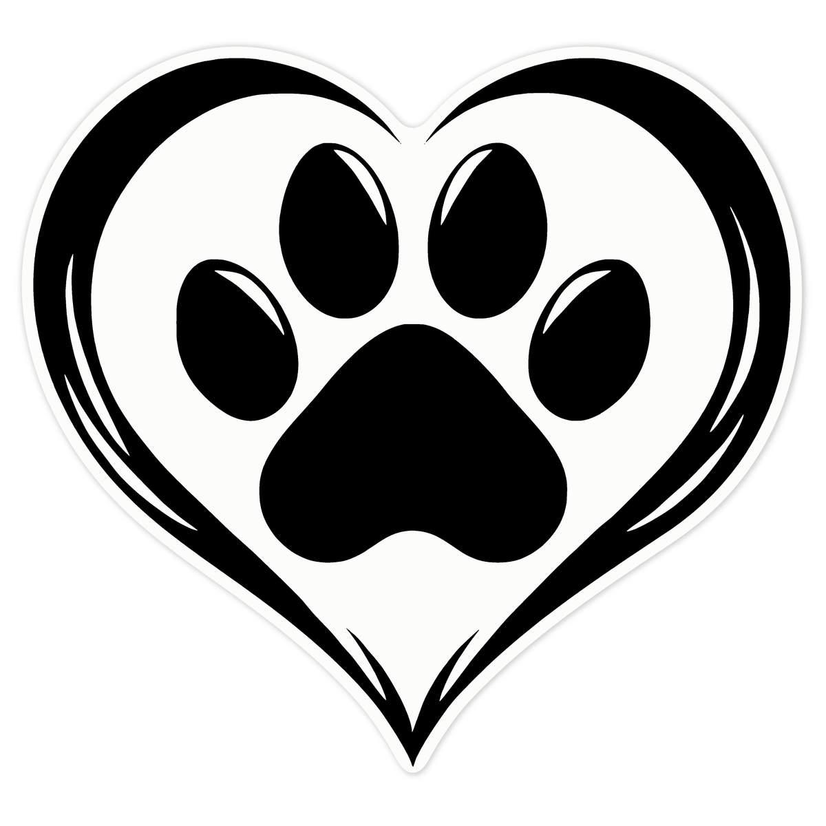 'Paw Print Heart' Vinyl Decal Sticker - Clear, 21cm - Waterproof Permanent Graphic for Cars, Windows, Bins and Smooth Surfaces (DC00132070)