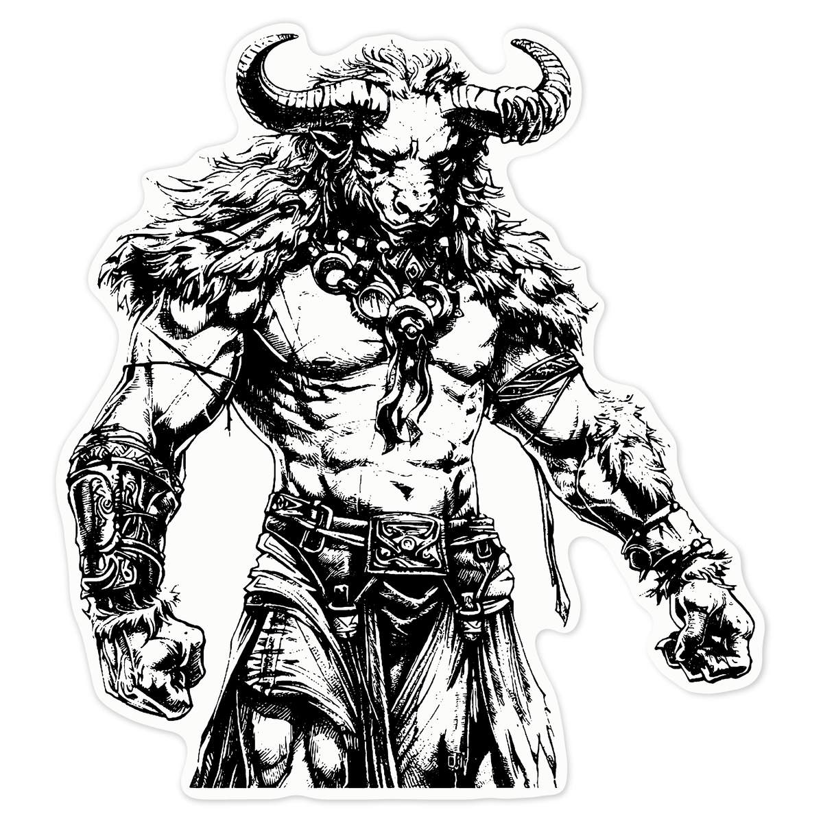 'Minotaur Standing' Clear Premium Vinyl Decal Stickers – Waterproof, Durable & Easy to Apply - For Car Bumpers, Windows, Bins & More - Large (210mm) (DC00132206)