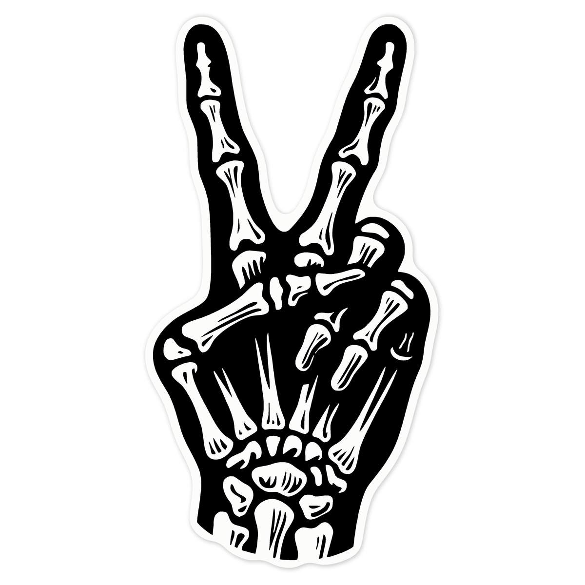'Skeleton Hand V-Sign' Vinyl Decal Sticker - Clear, 21cm - Waterproof Permanent Graphic for Cars, Windows, Bins and Smooth Surfaces (DC00133422)