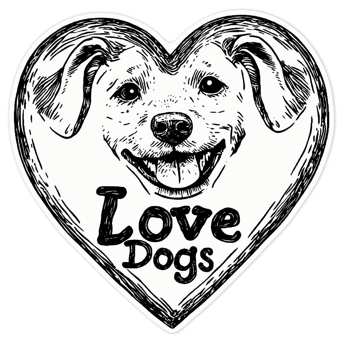 'Love Dogs Happy Puppy in Heart' Clear Premium Vinyl Decal Stickers – Waterproof, Durable & Easy to Apply - For Car Bumpers, Windows, Bins & More - Large (210mm) (DC00135490)