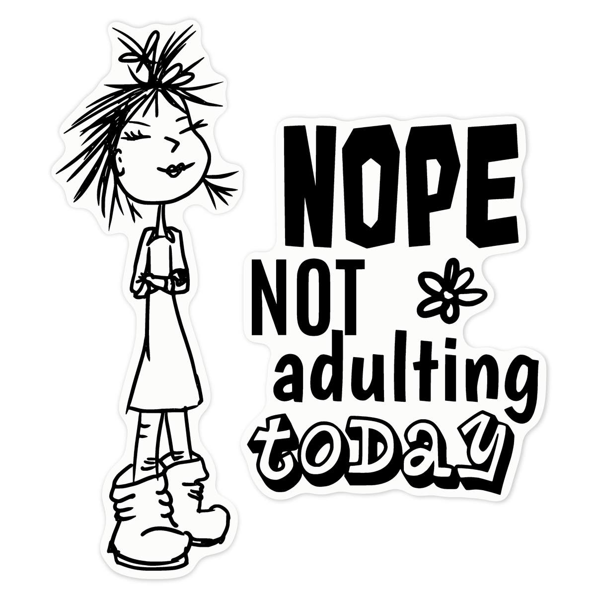 'Not Adulting Today' Clear Premium Vinyl Decal Stickers – Waterproof, Durable & Easy to Apply - For Car Bumpers, Windows, Bins & More - Large (210mm) (DC00138910)