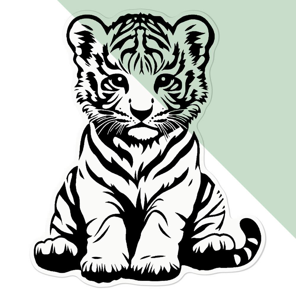 'Tiger Cub Sitting' Clear Sticker Decals (DC051733) - Picture 19 of 30