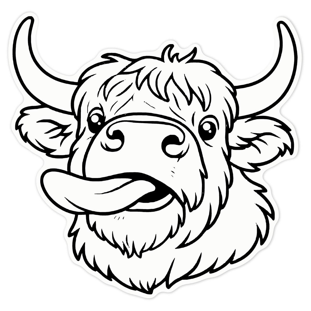 'Highland Cow with Tongue Sticking Out' Clear Premium Vinyl Decal Stickers – Waterproof, Durable & Easy to Apply - For Car Bumpers, Windows, Bins & More - Large (210mm) (DC00164058