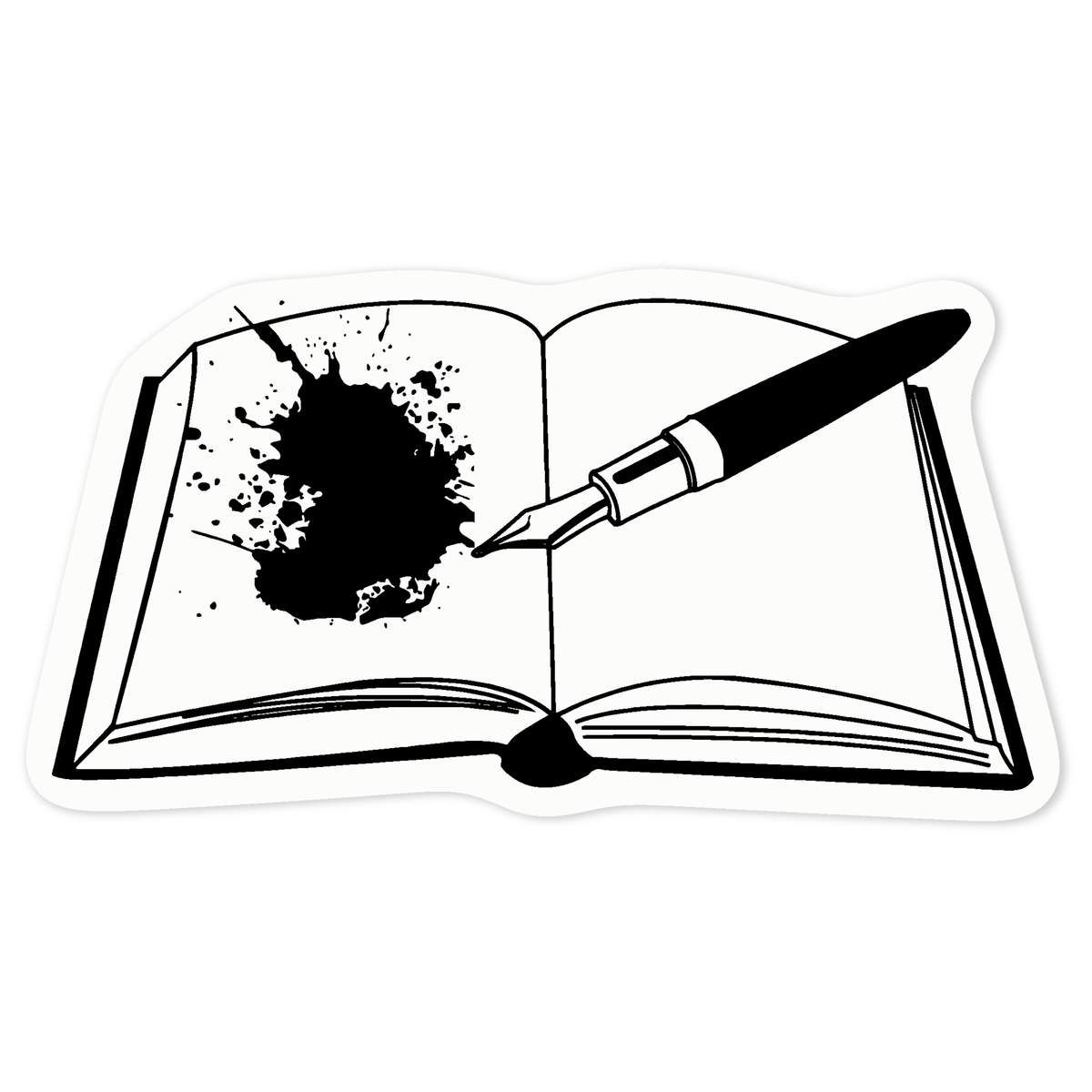 'Fountain Pen & Book' Clear Premium Vinyl Decal Stickers – Waterproof, Durable & Easy to Apply - For Car Bumpers, Windows, Bins & More - Medium (100mm) (DC00018946)