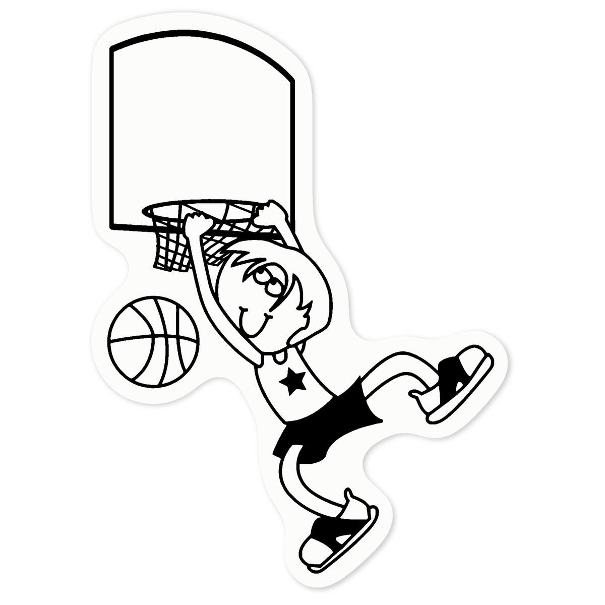 'Scoring Basketball Player' Clear Premium Vinyl Decal Stickers – Waterproof, Durable & Easy to Apply - For Car Bumpers, Windows, Bins & More - Medium (100mm) (DC00028626)
