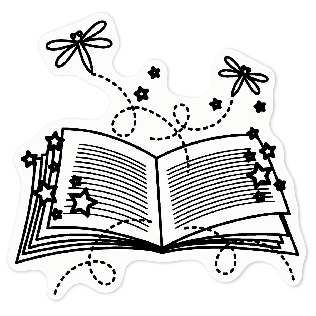 'Magical Book' Clear Premium Vinyl Decal Stickers – Waterproof, Durable & Easy to Apply - For Car Bumpers, Windows, Bins & More - Medium (100mm) (DC00030378)