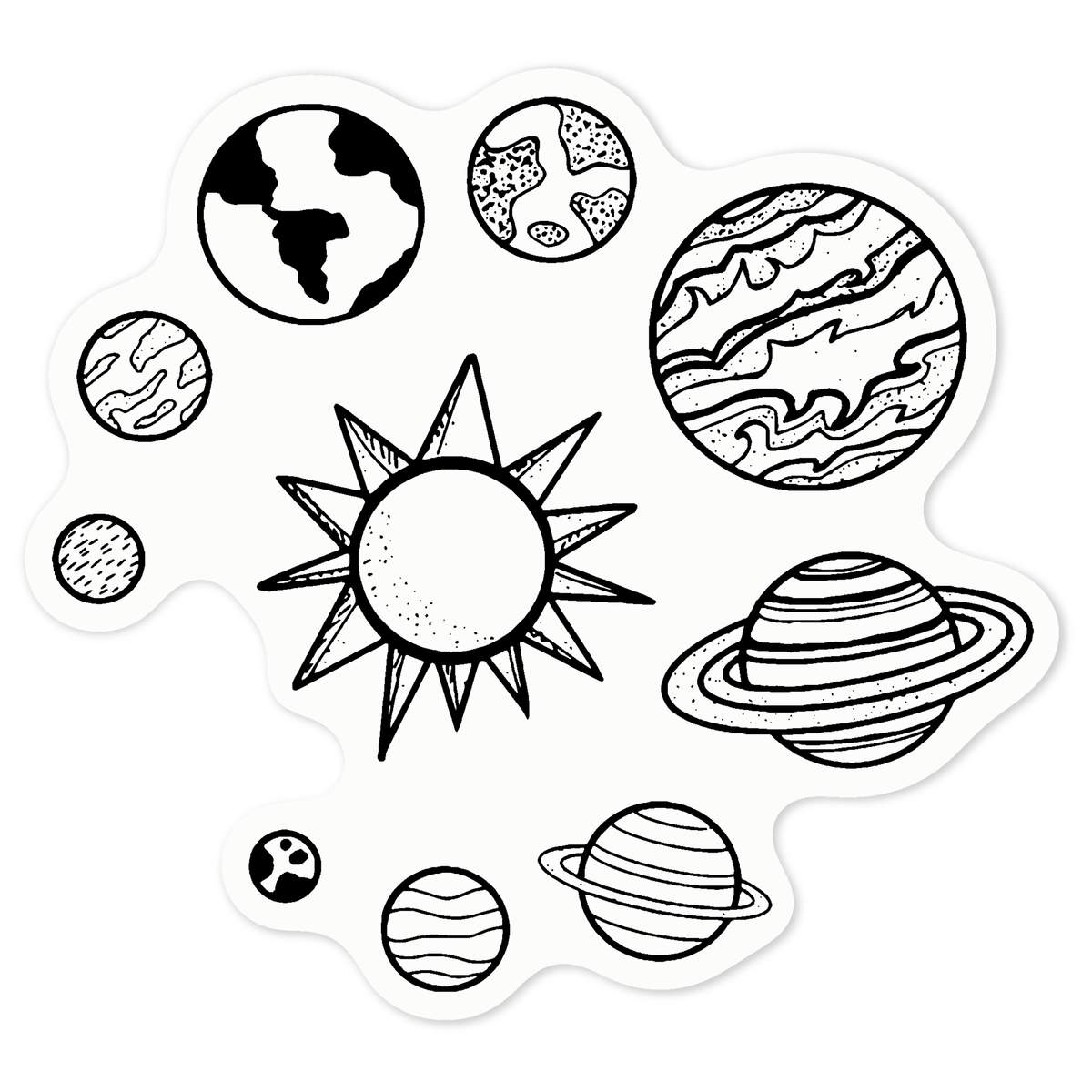 'Solar System' Clear Premium Vinyl Decal Stickers – Waterproof, Durable & Easy to Apply - For Car Bumpers, Windows, Bins & More - Medium (100mm) (DC00052554)