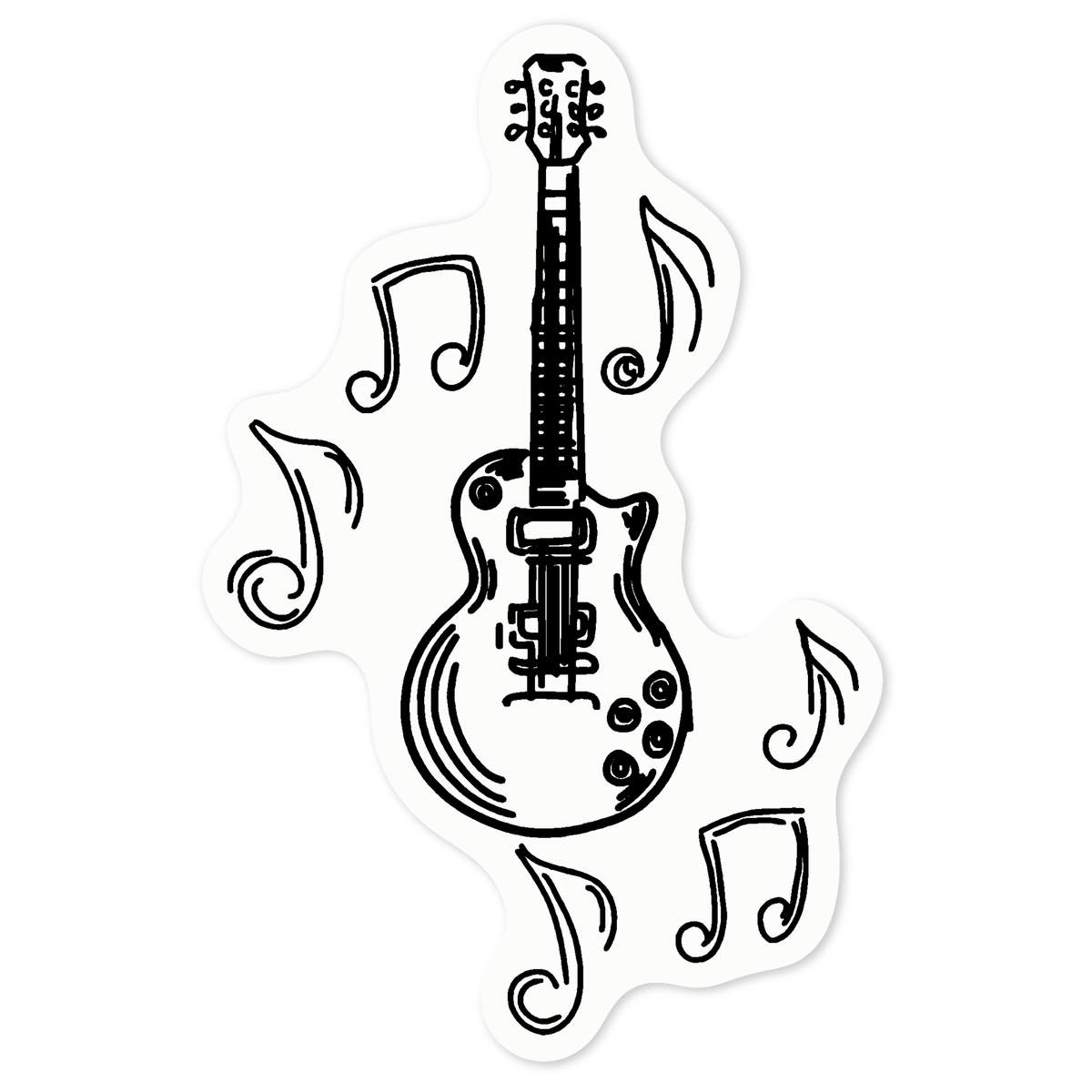 'Musical Guitar' Clear Premium Vinyl Decal Stickers – Waterproof, Durable & Easy to Apply - For Car Bumpers, Windows, Bins & More - Medium (100mm) (DC00055026)