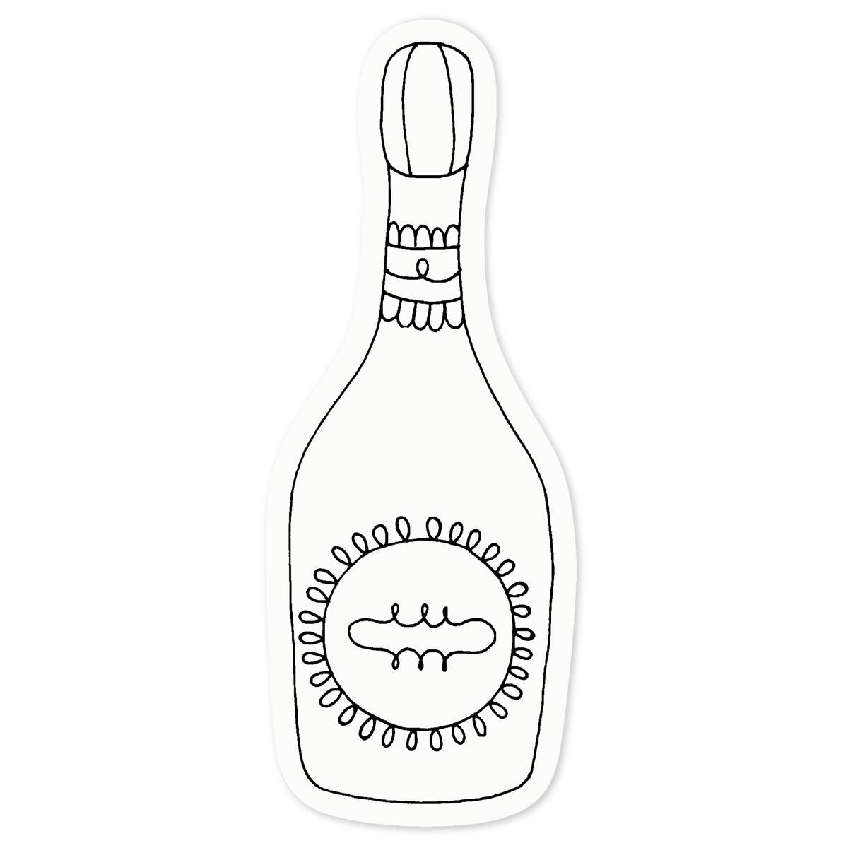 'Champagne Bottle' Clear Premium Vinyl Decal Stickers – Waterproof, Durable & Easy to Apply - For Car Bumpers, Windows, Bins & More - Medium (100mm) (DC00058426)