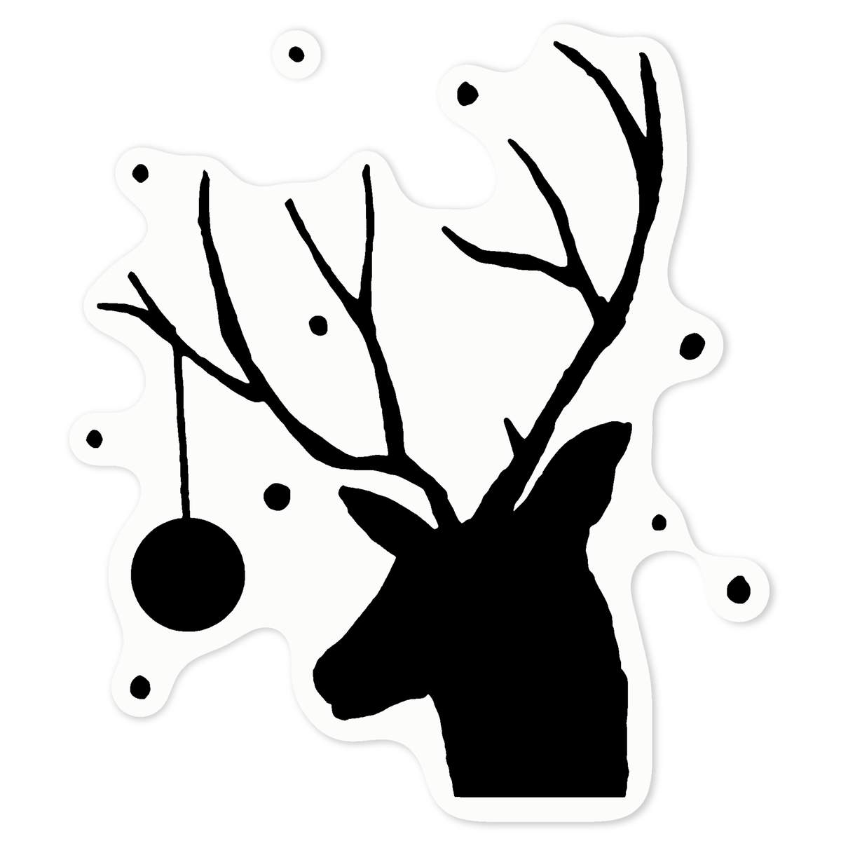 'Christmas Reindeer' Clear Premium Vinyl Decal Stickers – Waterproof, Durable & Easy to Apply - For Car Bumpers, Windows, Bins & More - Medium (100mm) (DC00061874)