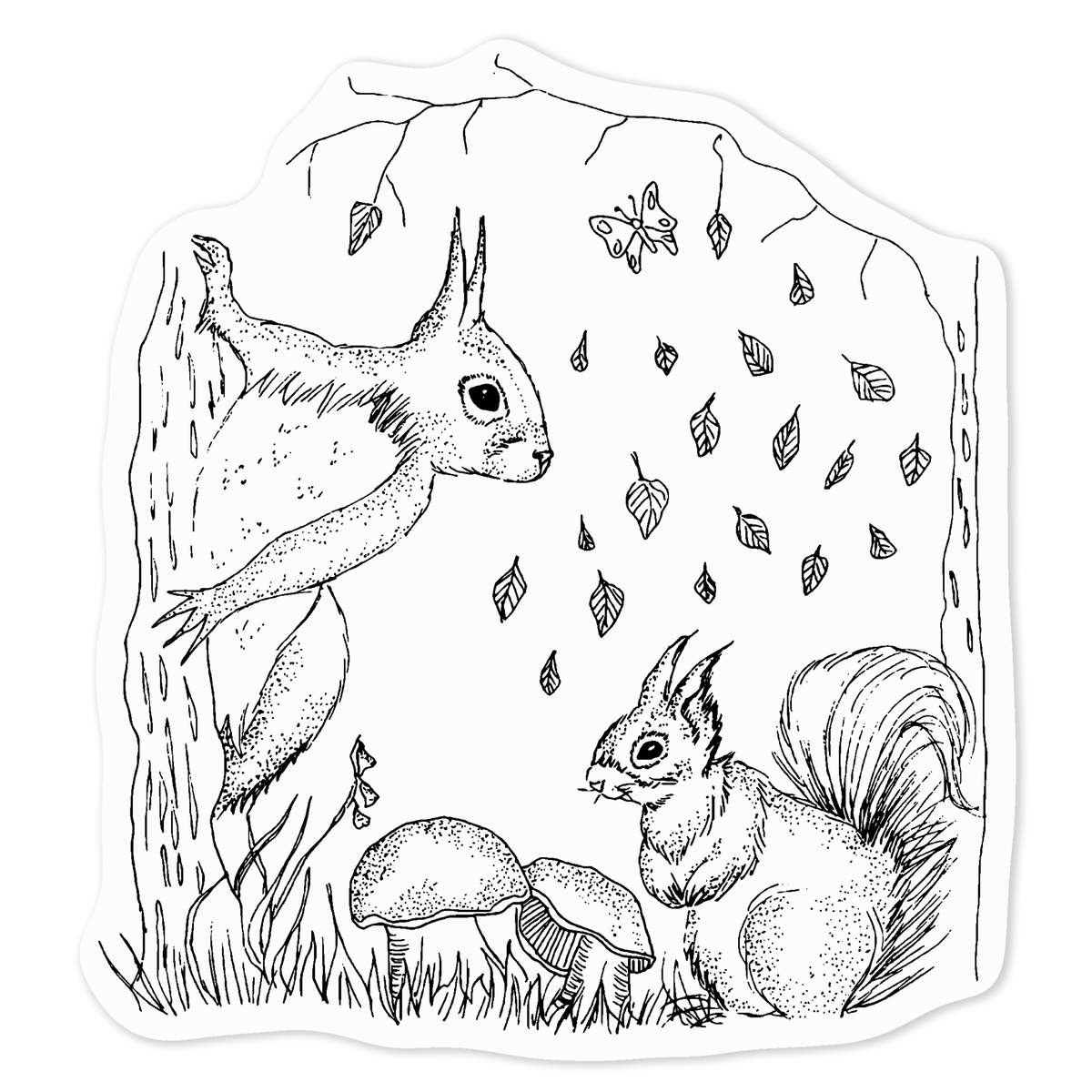 'Woodland Squirrels' Clear Premium Vinyl Decal Stickers – Waterproof, Durable & Easy to Apply - For Car Bumpers, Windows, Bins & More - Medium (100mm) (DC00064730)