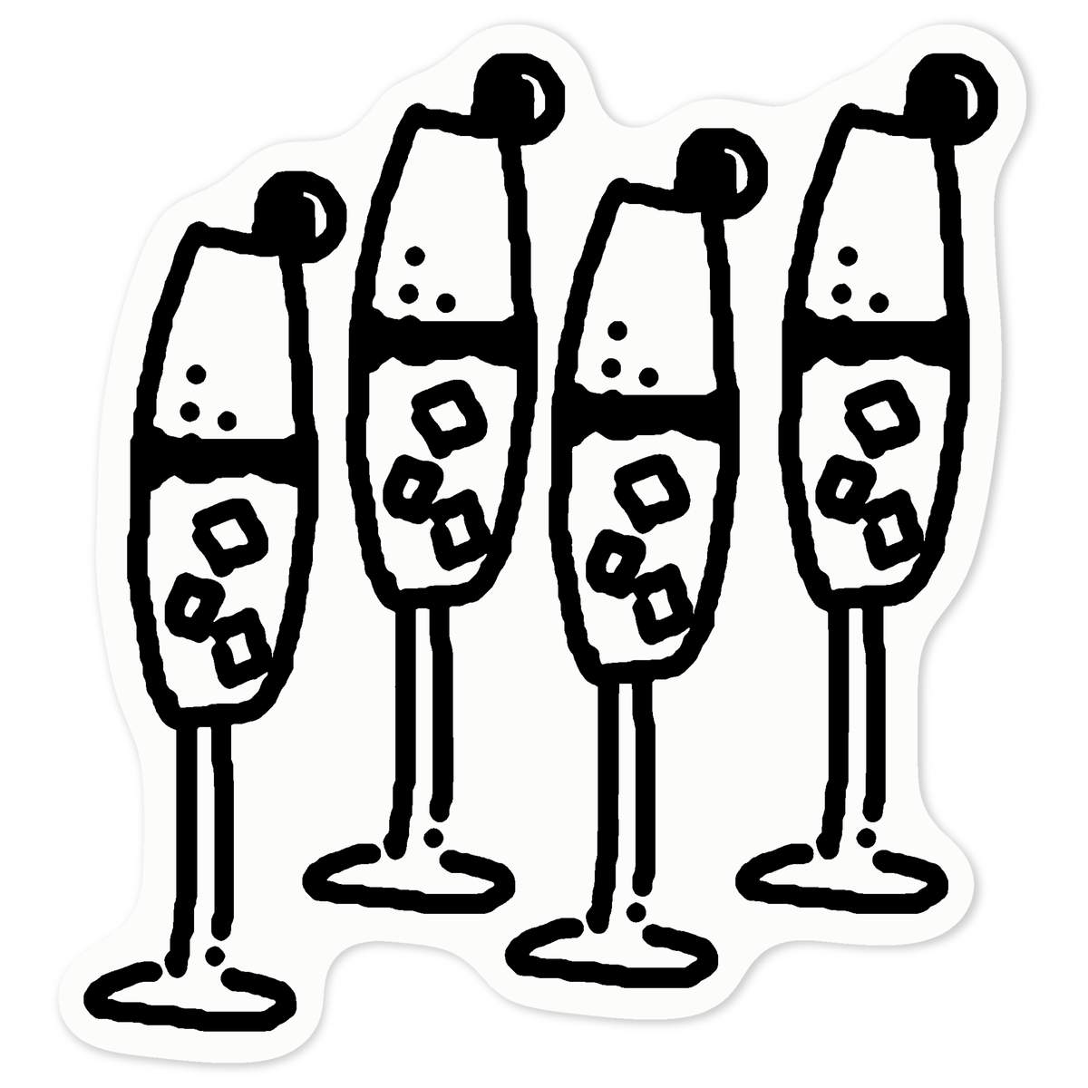 'Champagne Flutes' Clear Premium Vinyl Decal Stickers – Waterproof, Durable & Easy to Apply - For Car Bumpers, Windows, Bins & More - Medium (100mm) (DC00073658)