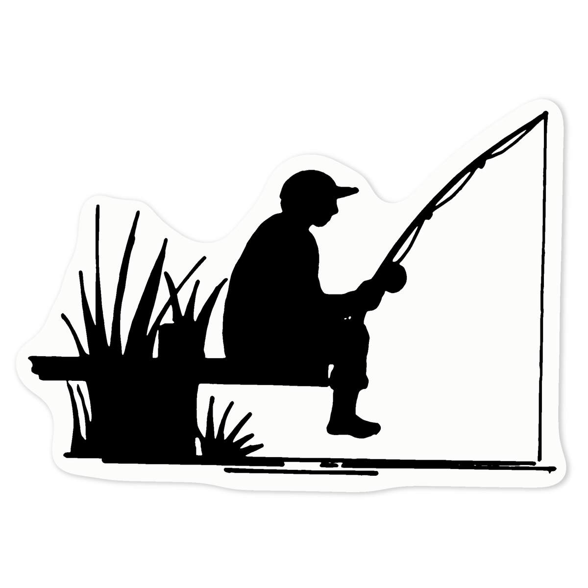 'Man Fishing Silhouette' Clear Premium Vinyl Decal Stickers – Waterproof, Durable & Easy to Apply - For Car Bumpers, Windows, Bins & More - Medium (100mm) (DC00078114)