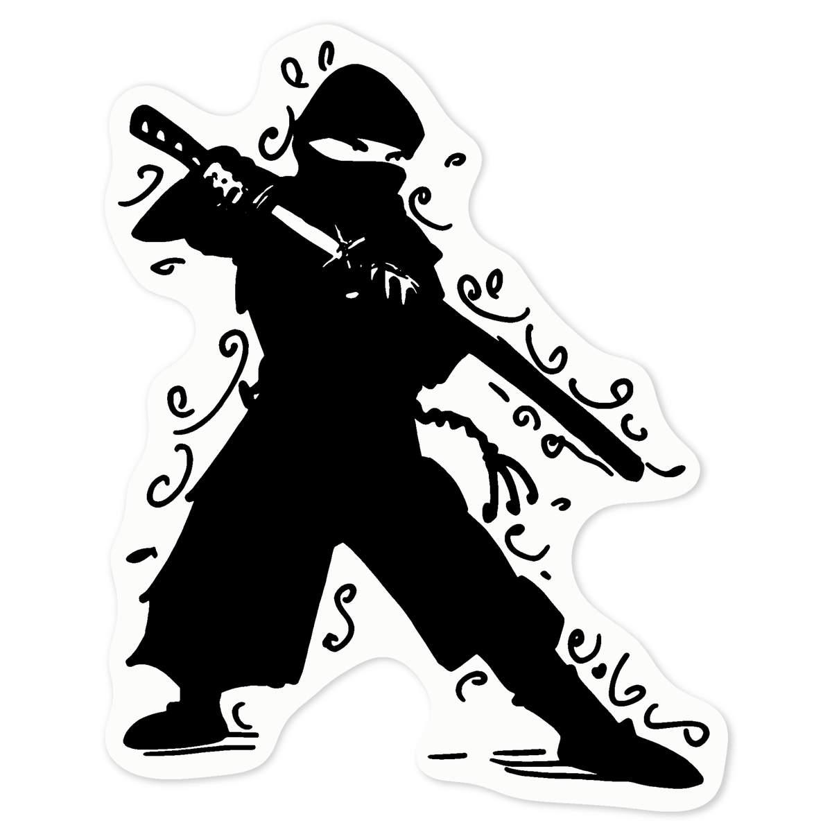 'Ninja Unsheathing Katana' Clear Premium Vinyl Decal Stickers – Waterproof, Durable & Easy to Apply - For Car Bumpers, Windows, Bins & More - Medium (100mm) (DC00085922)