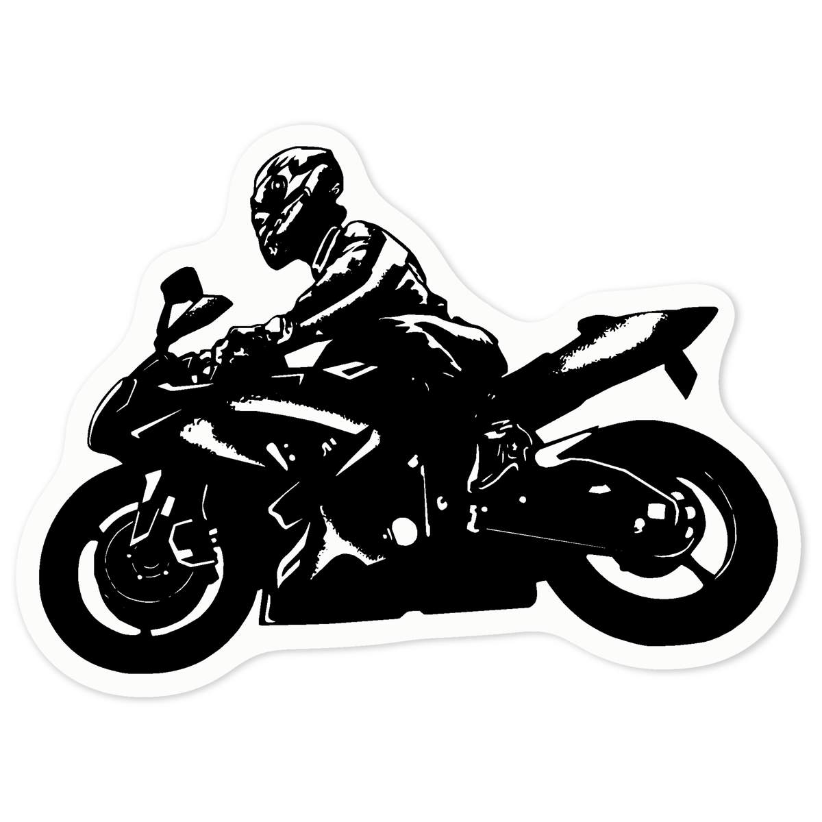'Motorcyclist' Clear Premium Vinyl Decal Stickers – Waterproof, Durable & Easy to Apply - For Car Bumpers, Windows, Bins & More - Medium (100mm) (DC00091098)
