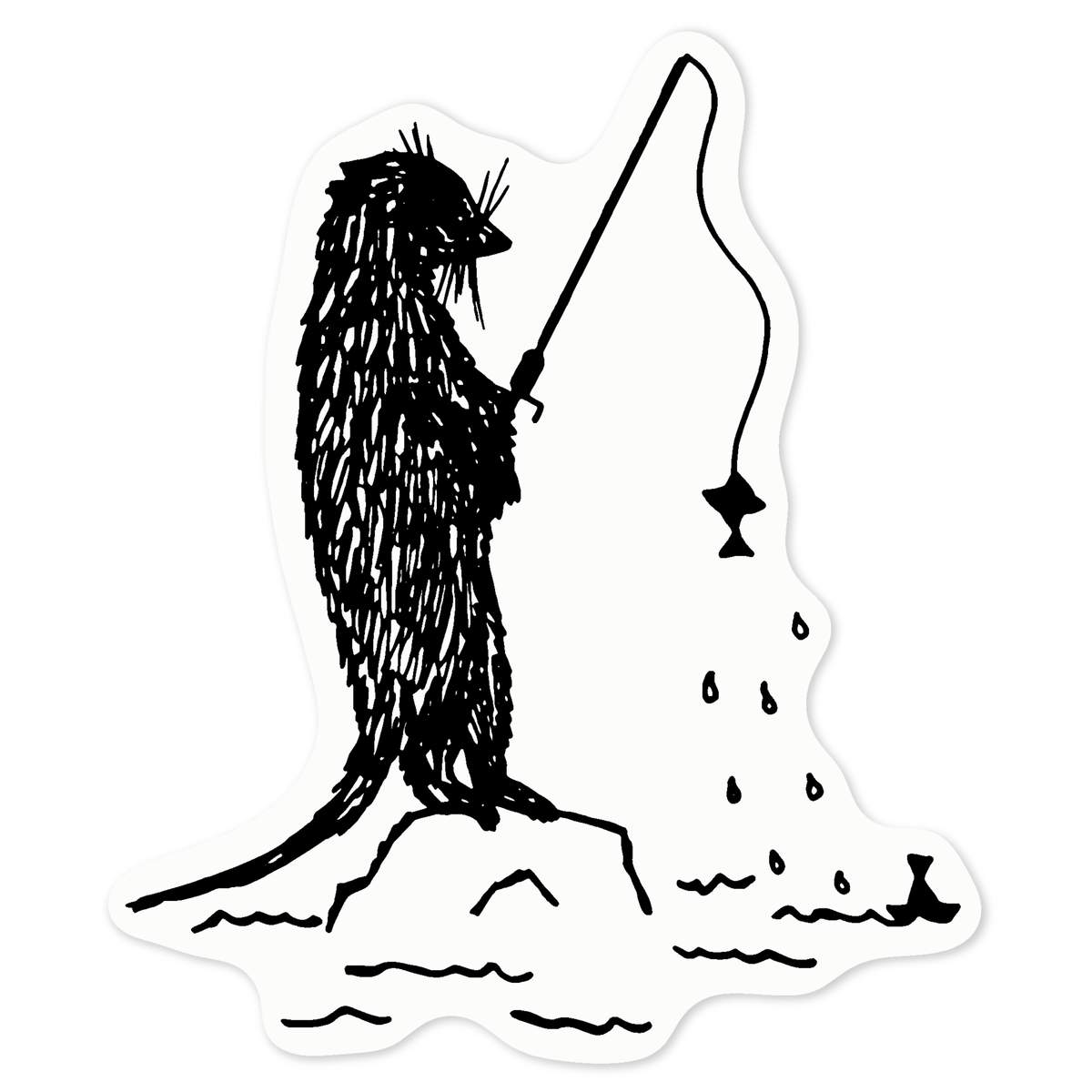 'Fishing Ferret' Clear Premium Vinyl Decal Stickers – Waterproof, Durable & Easy to Apply - For Car Bumpers, Windows, Bins & More - Medium (100mm) (DC00098746)