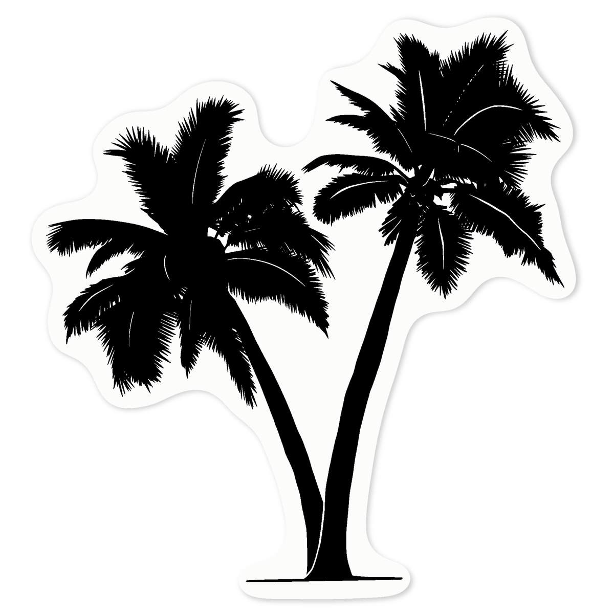 'Palm Trees' Clear Premium Vinyl Decal Stickers – Waterproof, Durable & Easy to Apply - For Car Bumpers, Windows, Bins & More - Medium (100mm) (DC00106138)