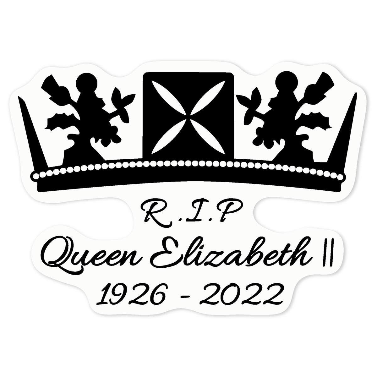 'RIP Queen Elizabeth' Clear Premium Vinyl Decal Stickers – Waterproof, Durable & Easy to Apply - For Car Bumpers, Windows, Bins & More - Medium (100mm) (DC00109754)