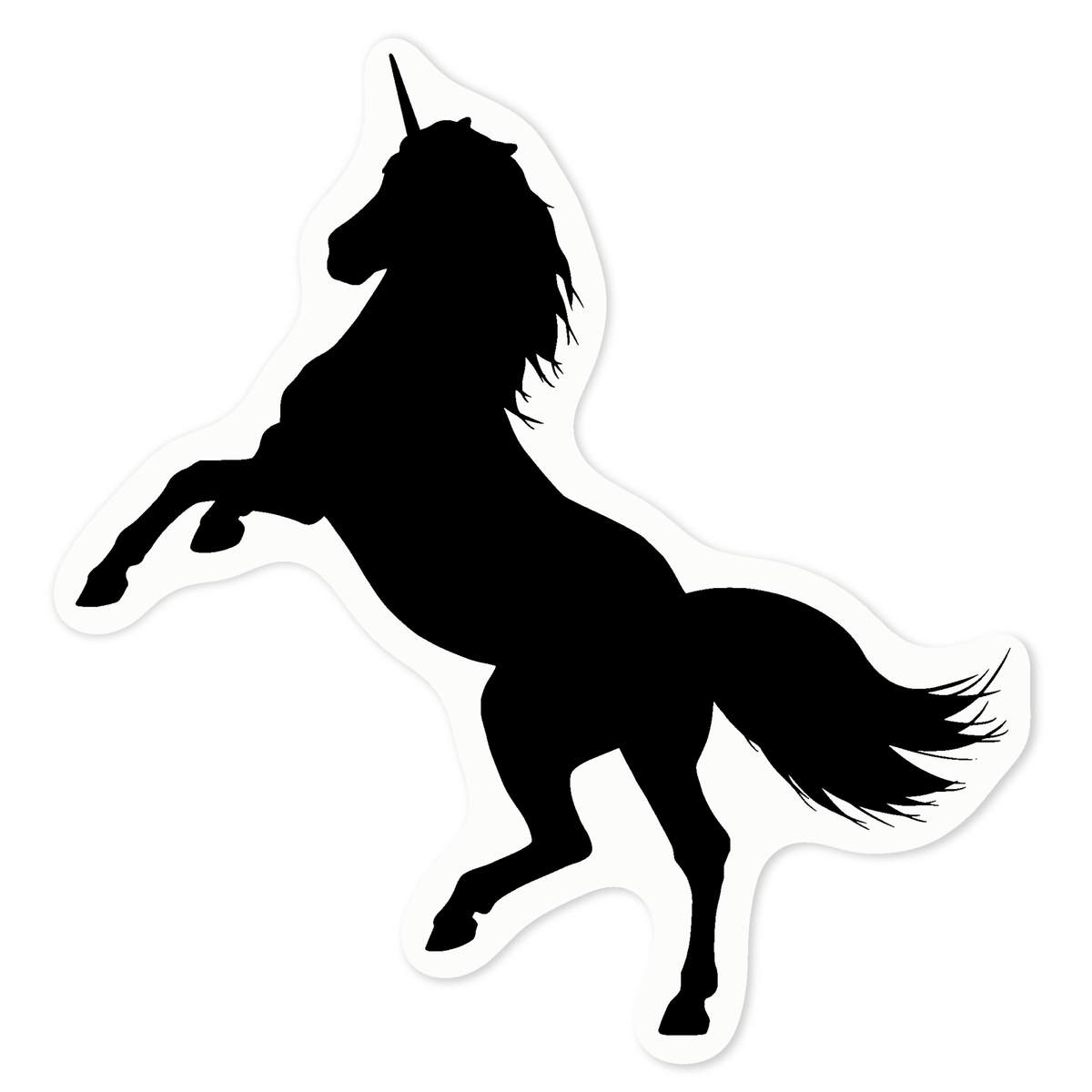 'Rearing Unicorn Silhouette' Clear Premium Vinyl Decal Stickers – Waterproof, Durable & Easy to Apply - For Car Bumpers, Windows, Bins & More - Medium (100mm) (DC00117529)