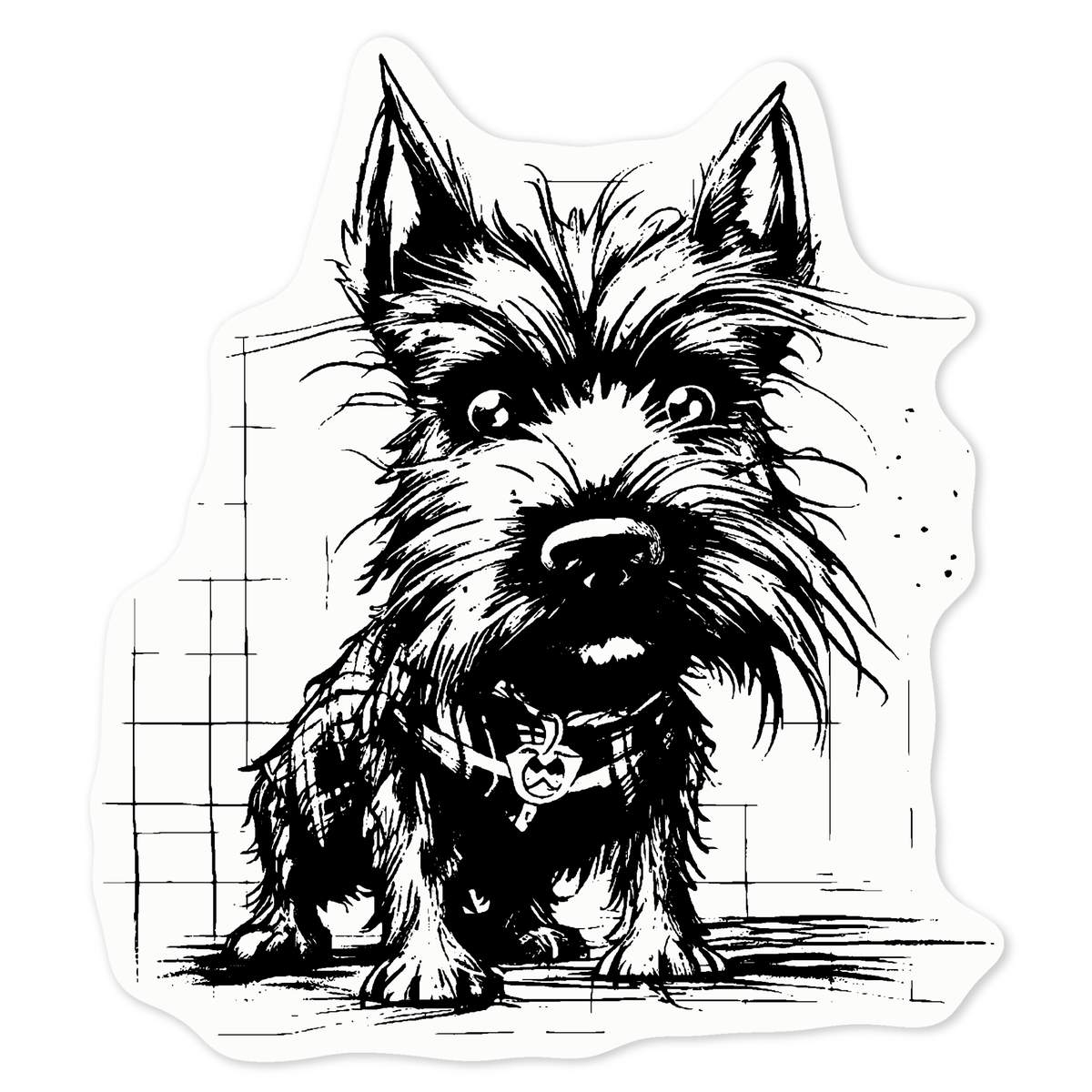 'punk Scottish terrier' Clear Premium Vinyl Decal Stickers – Waterproof, Durable & Easy to Apply - For Car Bumpers, Windows, Bins & More - Medium (100mm) (DC00118245)