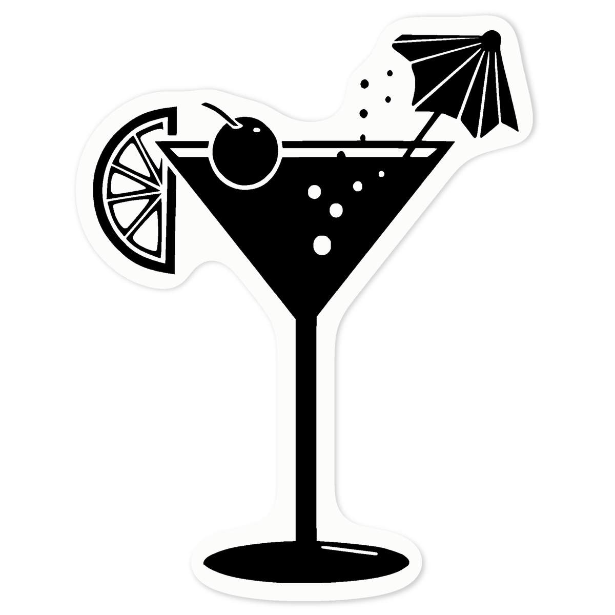 'Cocktail Glass' Clear Premium Vinyl Decal Stickers – Waterproof, Durable & Easy to Apply - For Car Bumpers, Windows, Bins & More - Medium (100mm) (DC00118409)