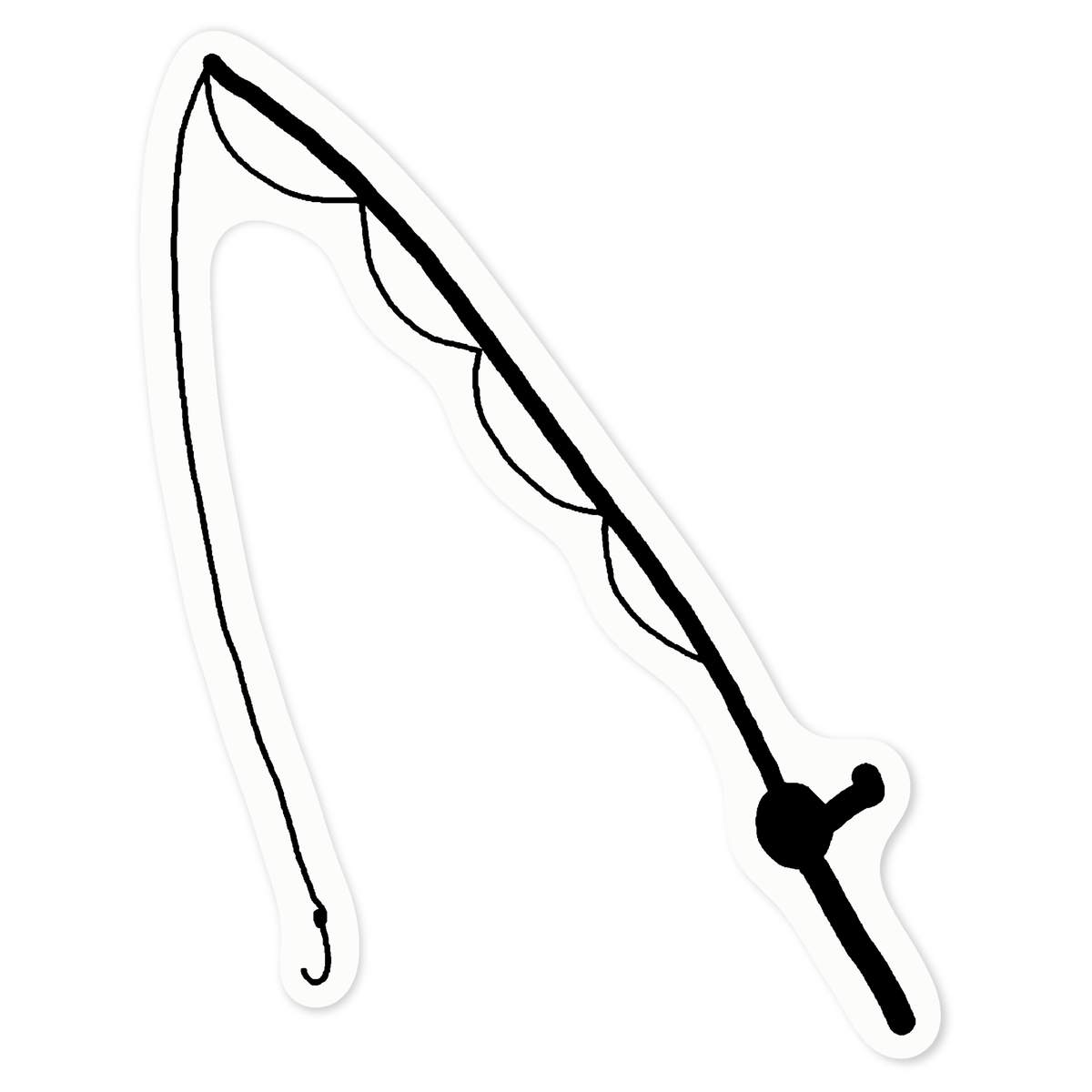 'Fishing rod' Clear Premium Vinyl Decal Stickers – Waterproof, Durable & Easy to Apply - For Car Bumpers, Windows, Bins & More - Medium (100mm) (DC00119953)