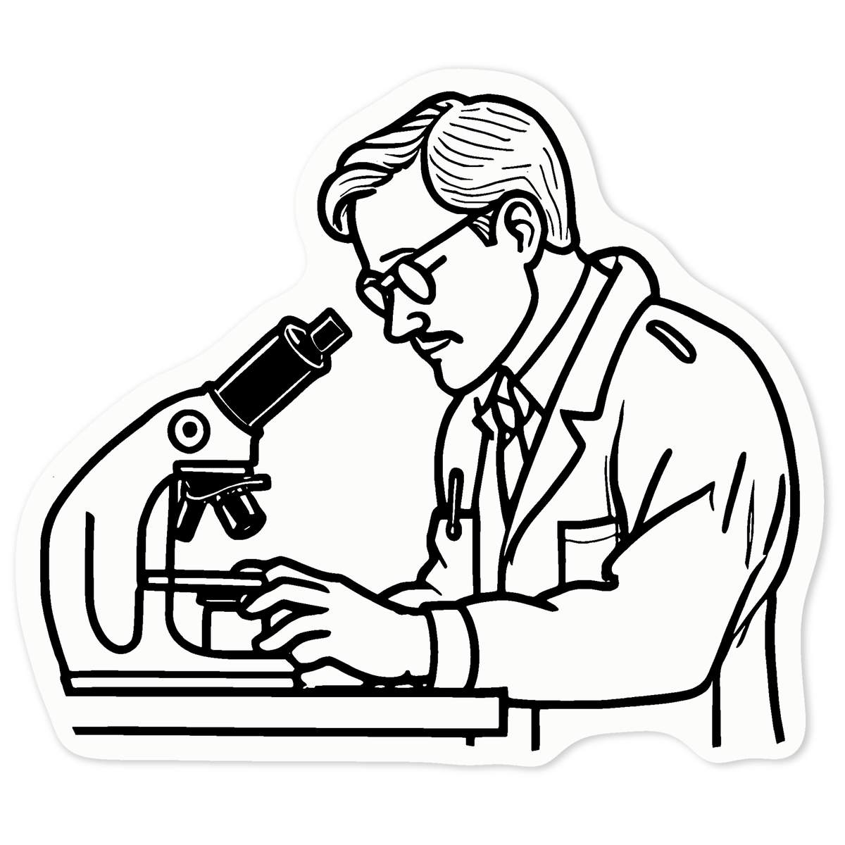 'Scientist Examining a Microscope Slide' Clear Premium Vinyl Decal Stickers – Waterproof, Durable & Easy to Apply - For Car Bumpers, Windows, Bins & More - Medium (100mm) (DC001258