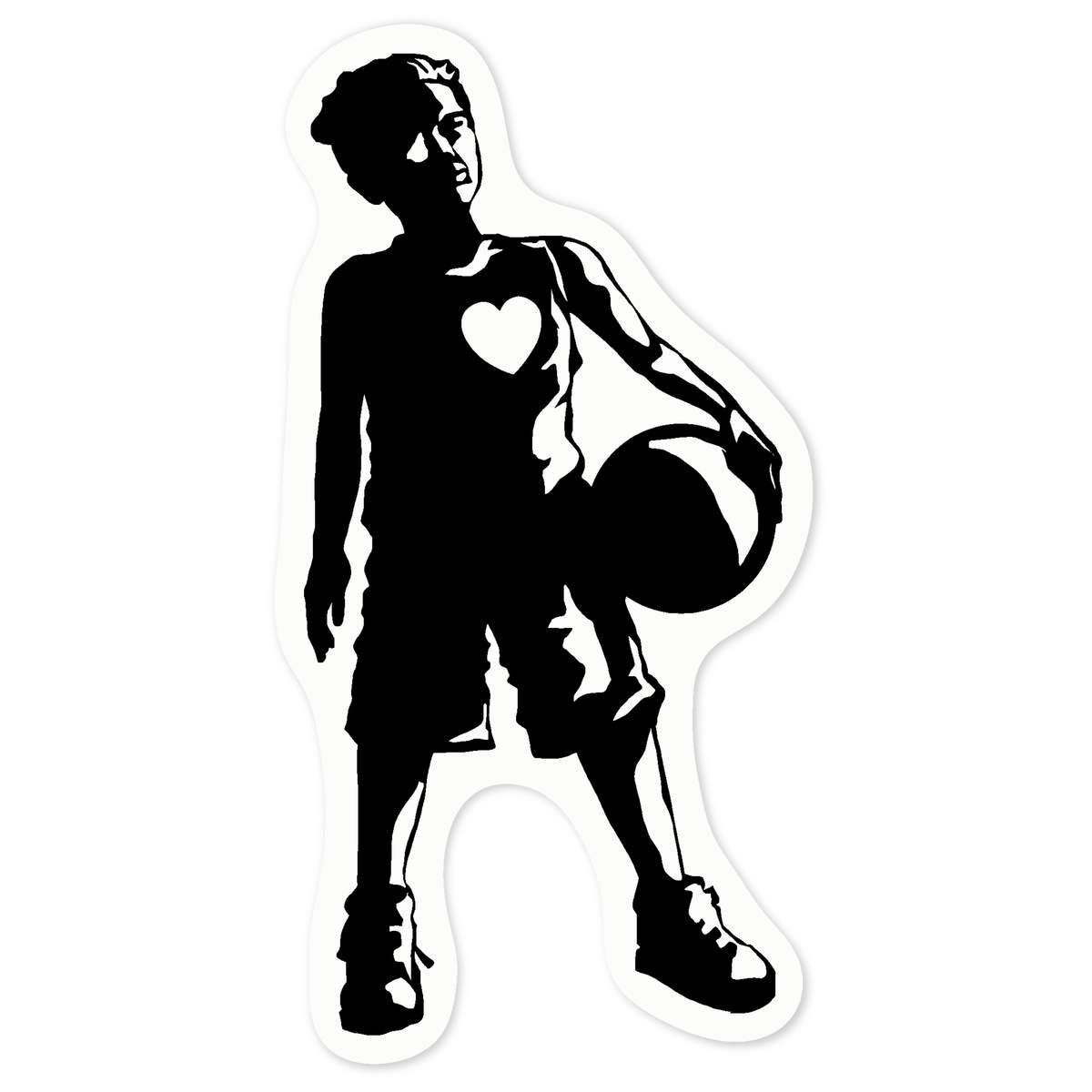 'Basket Ball Boy' Clear Premium Vinyl Decal Stickers – Waterproof, Durable & Easy to Apply - For Car Bumpers, Windows, Bins & More - Medium (100mm) (DC00126489)