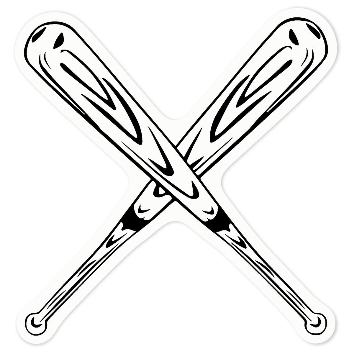 'Crossed Baseball Bats ' Clear Premium Vinyl Decal Stickers – Waterproof, Durable & Easy to Apply - For Car Bumpers, Windows, Bins & More - Medium (100mm) (DC00126685)