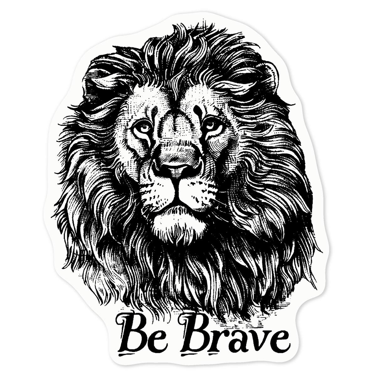 'Be Brave with Lion' Clear Premium Vinyl Decal Stickers – Waterproof, Durable & Easy to Apply - For Car Bumpers, Windows, Bins & More - Medium (100mm) (DC00127717)