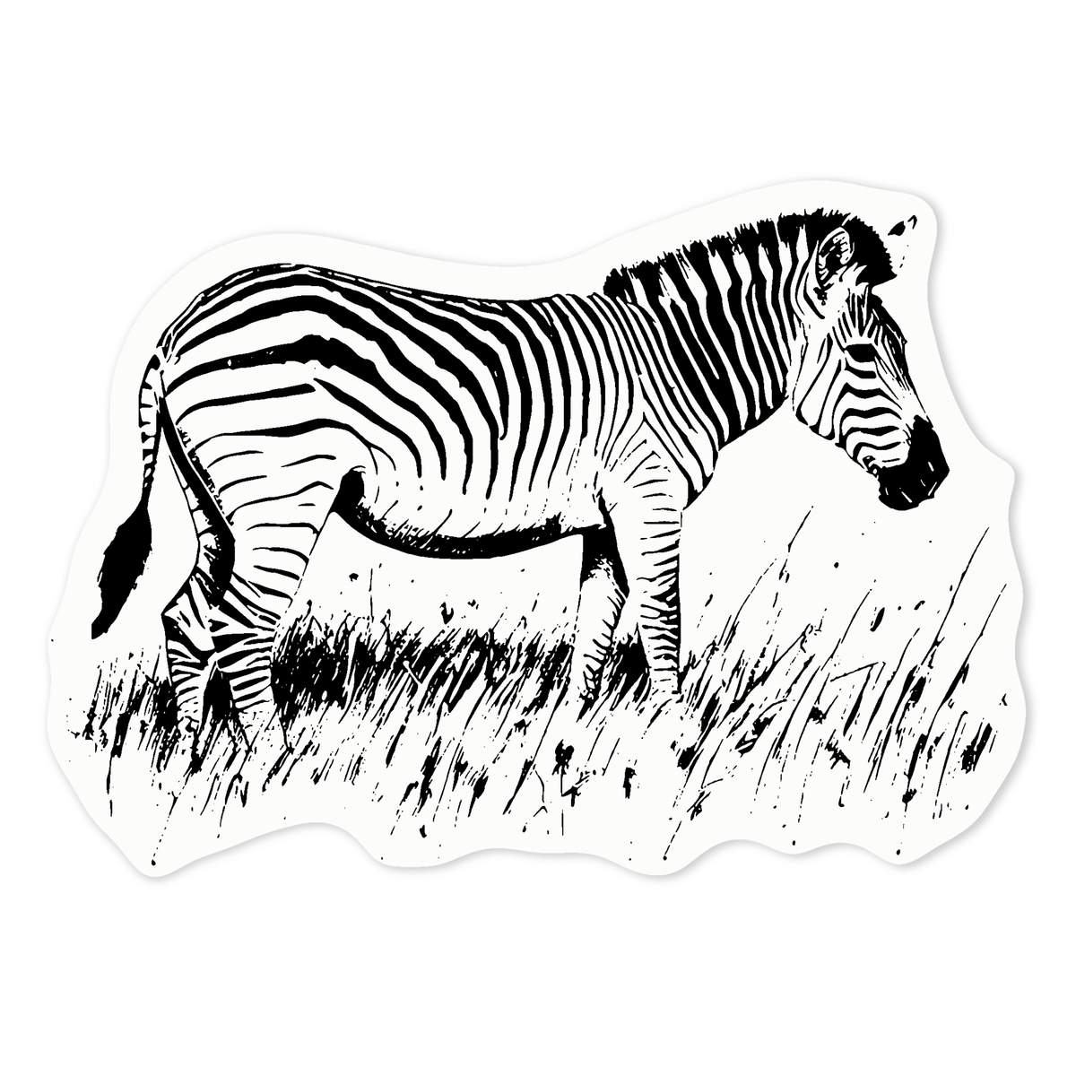 'Zebra Grazing on Grass' Clear Premium Vinyl Decal Stickers – Waterproof, Durable & Easy to Apply - For Car Bumpers, Windows, Bins & More - Medium (100mm) (DC00129121)