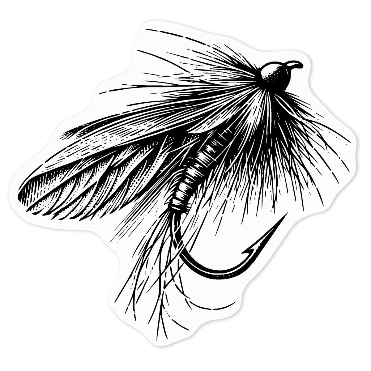 'Fishing Fly' Clear Premium Vinyl Decal Stickers – Waterproof, Durable & Easy to Apply - For Car Bumpers, Windows, Bins & More - Medium (100mm) (DC00131273)