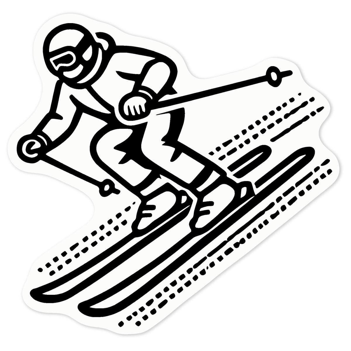 'Downhill Skiing' Clear Premium Vinyl Decal Stickers – Waterproof, Durable & Easy to Apply - For Car Bumpers, Windows, Bins & More - Medium (100mm) (DC00131405)