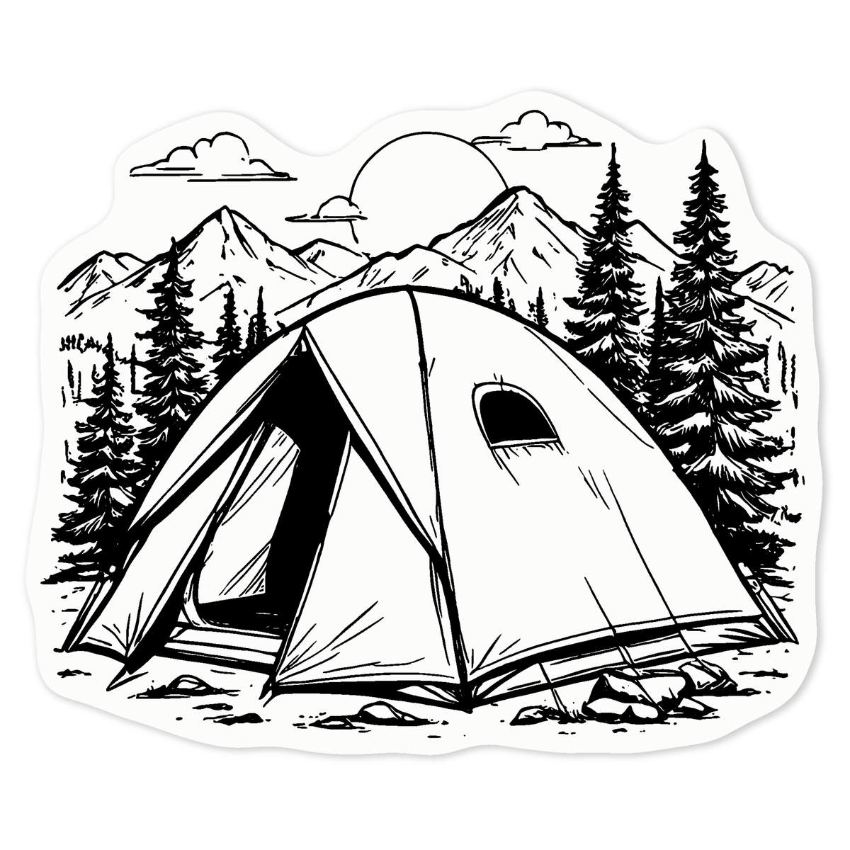 'Camping Trip' Clear Premium Vinyl Decal Stickers – Waterproof, Durable & Easy to Apply - For Car Bumpers, Windows, Bins & More - Medium (100mm) (DC00131729)