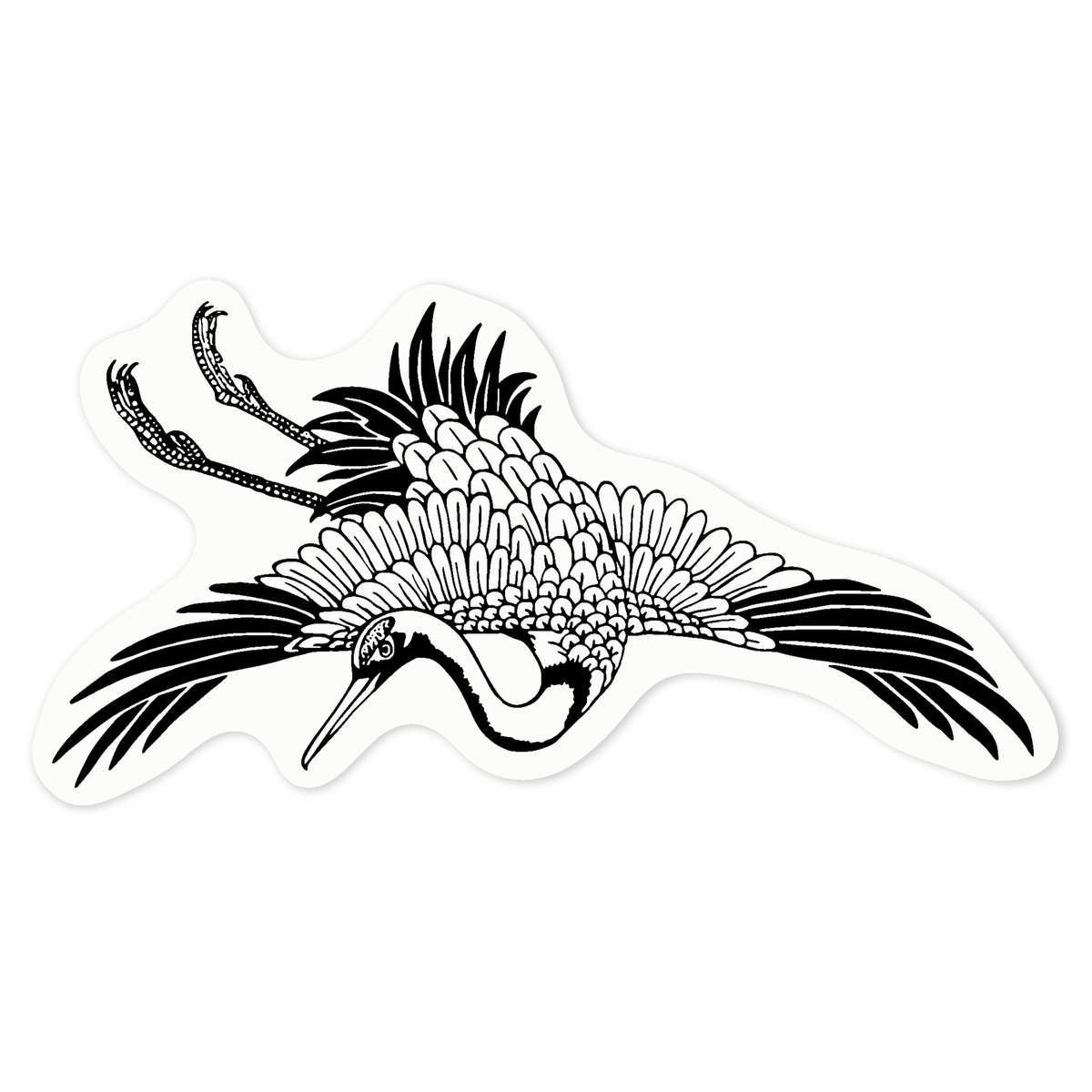 'Japanese Crane Bird' Clear Premium Vinyl Decal Stickers – Waterproof, Durable & Easy to Apply - For Car Bumpers, Windows, Bins & More - Medium (100mm) (DC00134241)