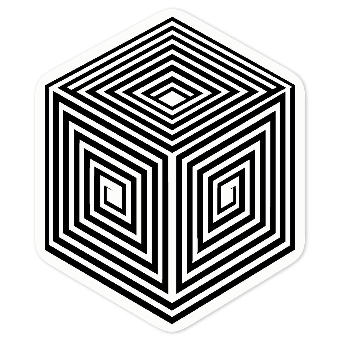 'Illusion Cube' Clear Premium Vinyl Decal Stickers – Waterproof, Durable & Easy to Apply - For Car Bumpers, Windows, Bins & More - Medium (100mm) (DC00134405)