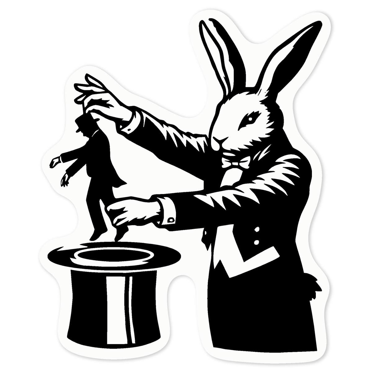 'Rabbit Magician' Clear Premium Vinyl Decal Stickers – Waterproof, Durable & Easy to Apply - For Car Bumpers, Windows, Bins & More - Medium (100mm) (DC00135689)