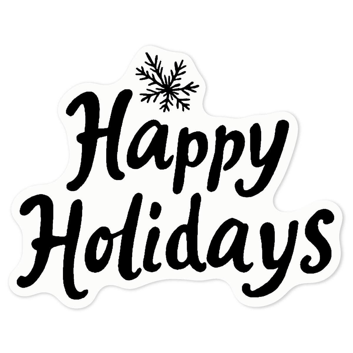 'Happy Holidays' Clear Premium Vinyl Decal Stickers – Waterproof, Durable & Easy to Apply - For Car Bumpers, Windows, Bins & More - Medium (100mm) (DC00137681)