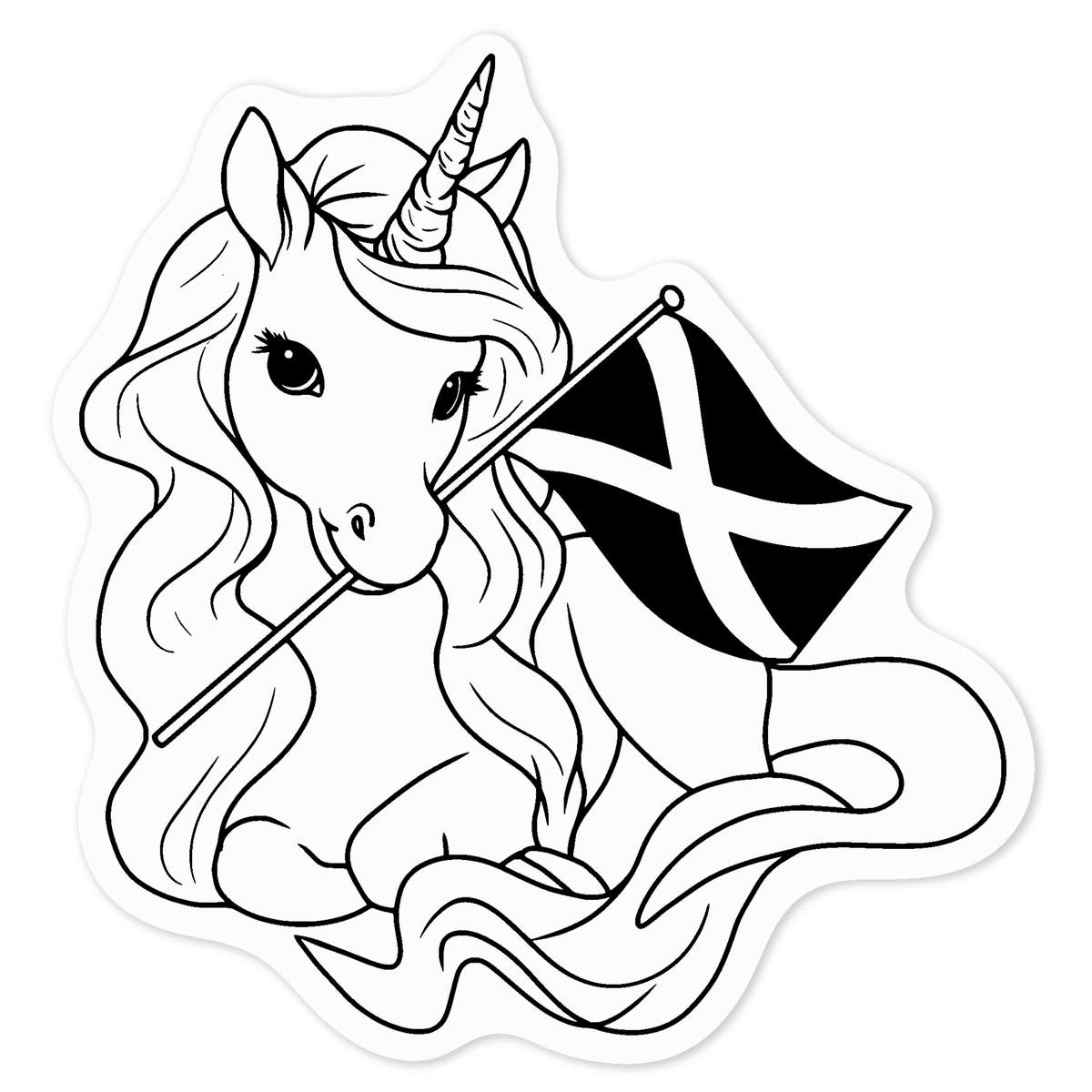'Scottish Unicorn With Flag' Clear Premium Vinyl Decal Stickers – Waterproof, Durable & Easy to Apply - For Car Bumpers, Windows, Bins & More - Medium (100mm) (DC00137837)
