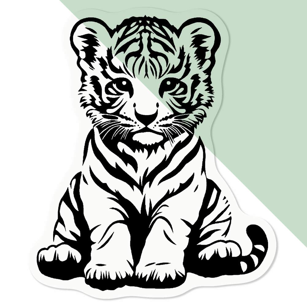 'Tiger Cub Sitting' Clear Sticker Decals (DC051733) - Picture 13 of 30