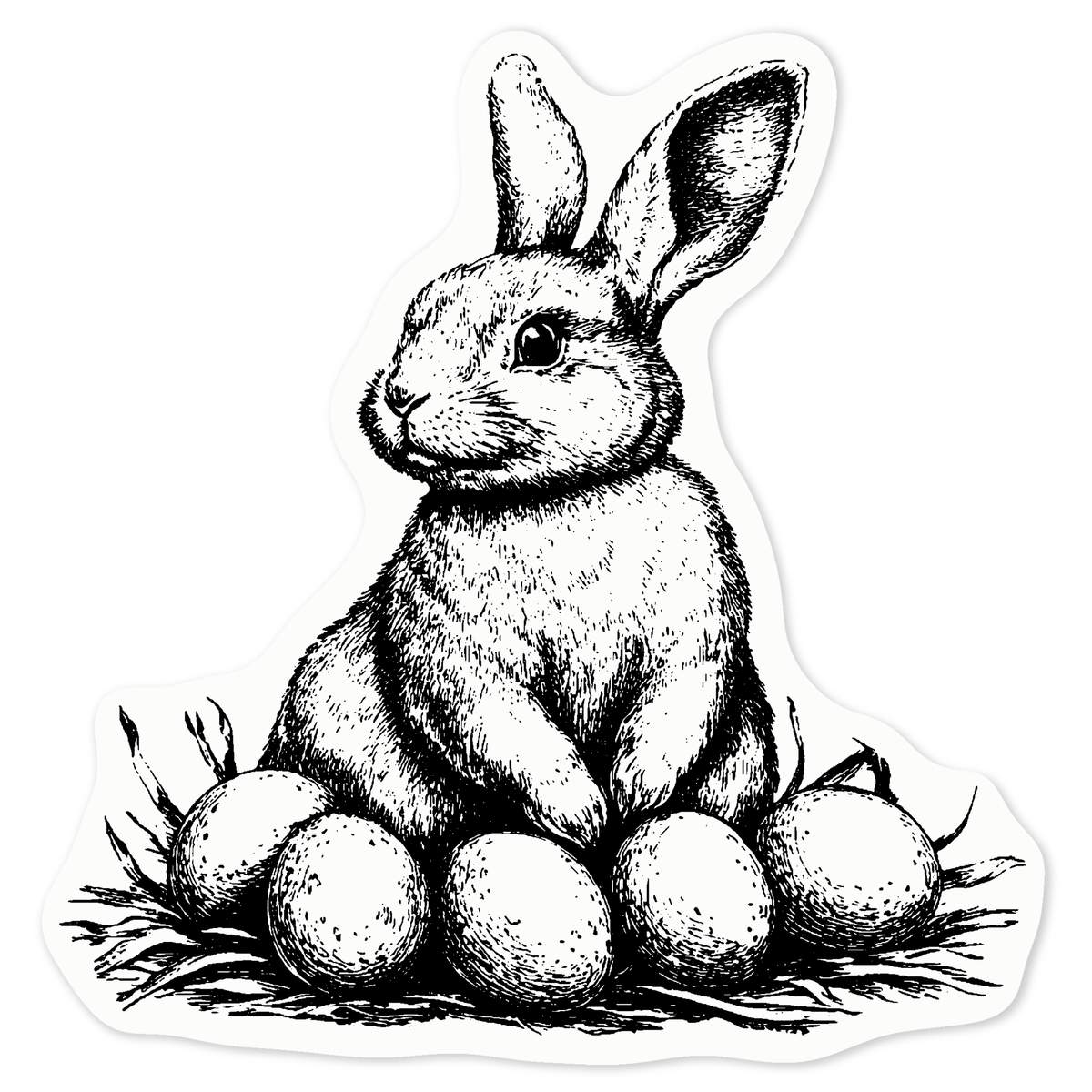'Easter Bunny with Eggs' Clear Premium Vinyl Decal Stickers – Waterproof, Durable & Easy to Apply - For Car Bumpers, Windows, Bins & More - Medium (100mm) (DC00141229)