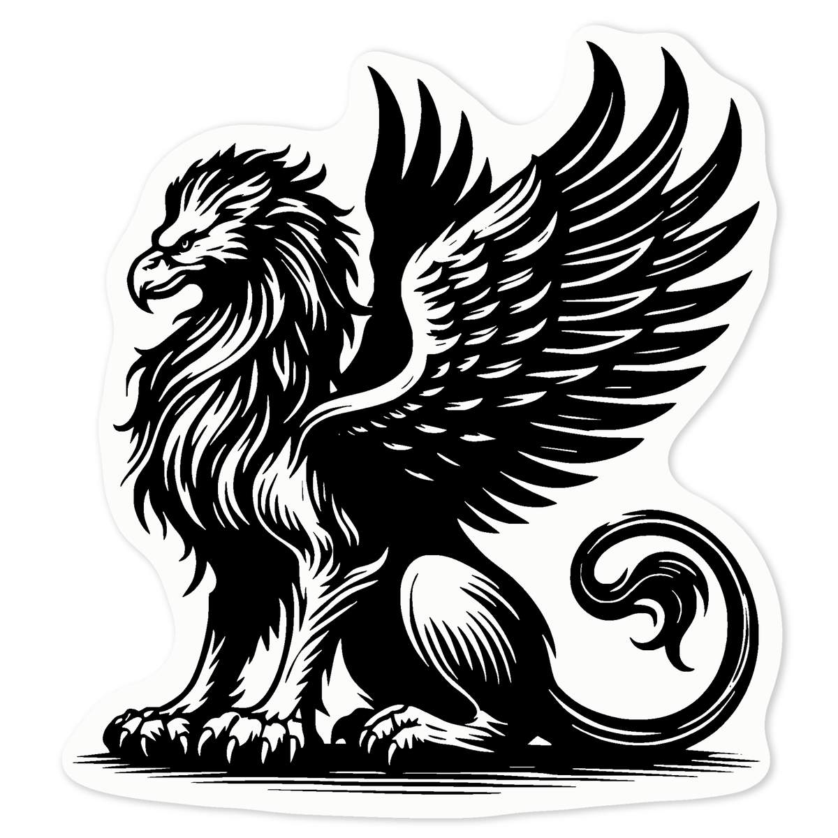 'Griffin On Guard' Vinyl Decal Sticker - Clear, 10cm - Waterproof Permanent Graphic for Cars, Windows, Bins and Smooth Surfaces (DC00147881)