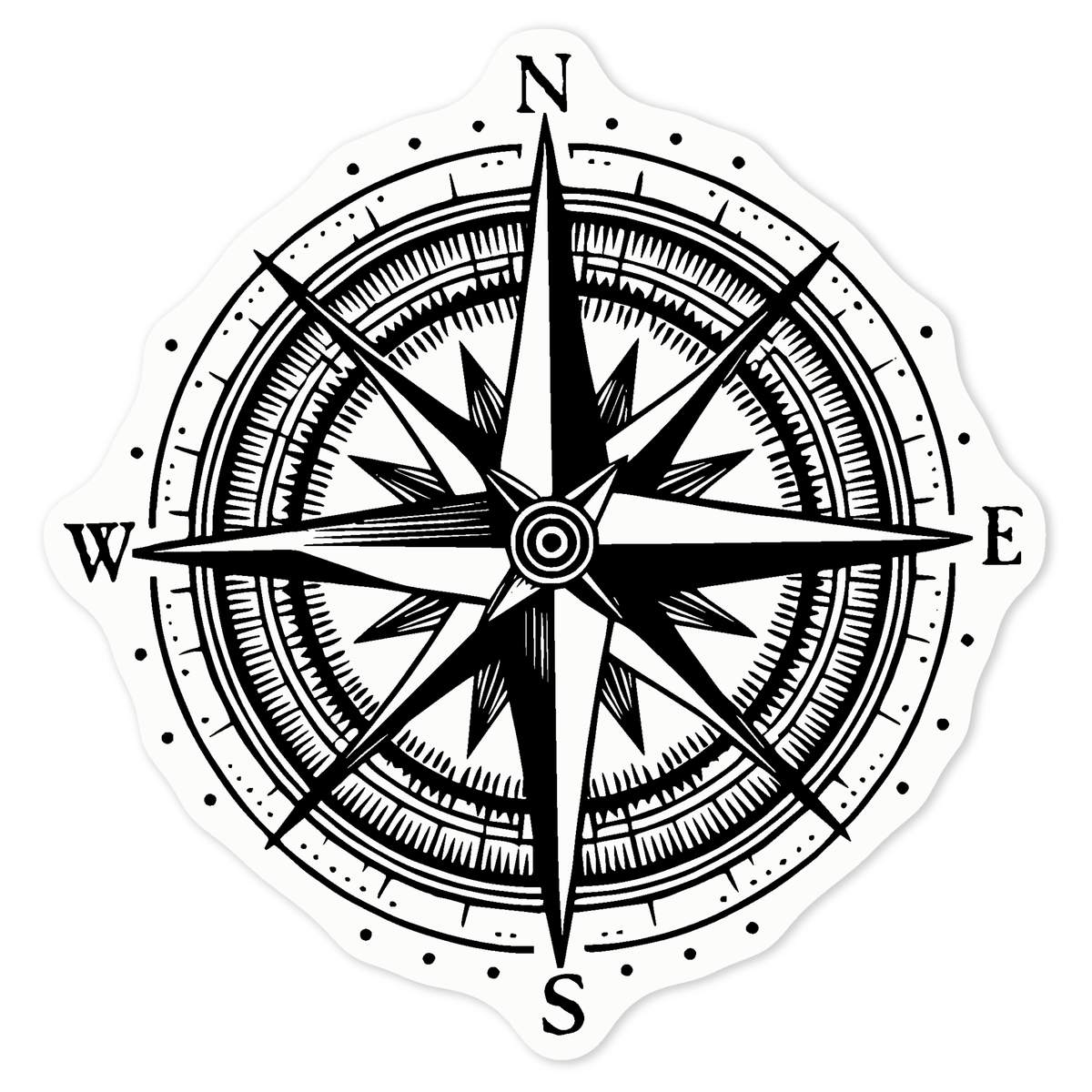 'Nautical Compass Rose' Vinyl Decal Sticker - Clear, 10cm - Waterproof Permanent Graphic for Cars, Windows, Bins and Smooth Surfaces (DC00147889)